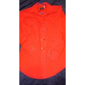 VTG wrangler Long Tails Cowboy Cut Pearl Snap Single Needle 15.5 X32 Made In USA